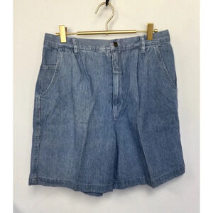 Vintage Women's GV pinstriped Blue high waisted Jeans Shorts, Size M,L Blue